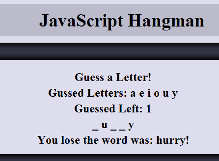 JavaScript Hangman game